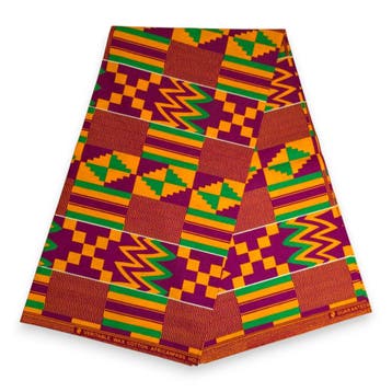 Afrikaanse wax print stof - Paars Groen Kente Print Ghana -, Ophalen of Verzenden, Nieuw