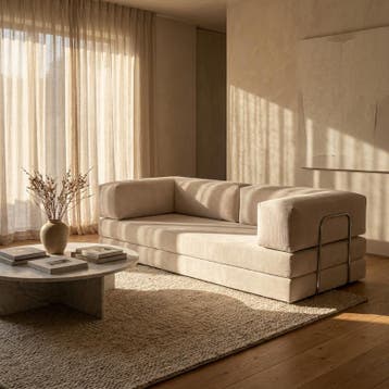 Slaapbank – Fluffy Rib - Cremé, Huis en Inrichting, Verzenden, 180 cm, Nieuw, Tweepersoons