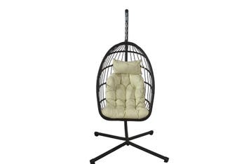 Moderne Hangstoel Binnen Buiten | Zwart Beige | A-kwalite..., Tuin en Terras, Ophalen of Verzenden, Nieuw, Wicker, Inklapbaar