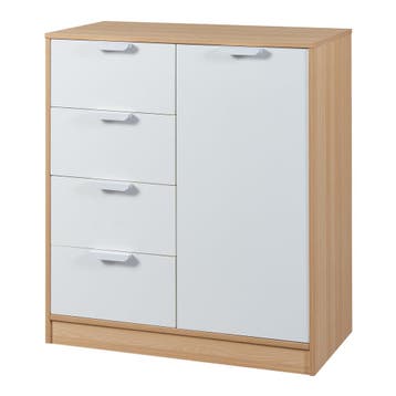 Commode Varkaus ladekast mdf met 4 lades 1 deur 90x80x40 cm, Verzenden, Nieuw