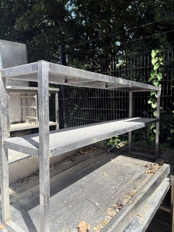 RVS Etagere 140 x 30 x 70cm (B x D x H) Wordt schoongemaakt, Ophalen of Verzenden, Gebruikt
