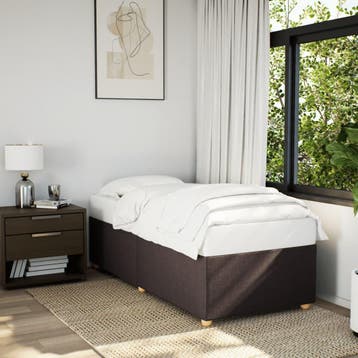 vidaXL Bedframe zonder matras 80x200 cm stof donkerbruin, Eenpersoons, Verzenden, Nieuw, 80 cm