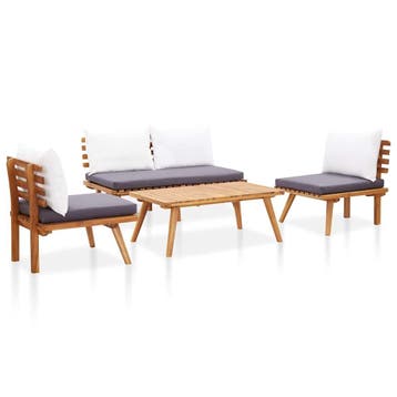 vidaXL 4-delige tuinloungeset met kussens van massief, Verzenden, Nieuw, Hardhout, Loungeset