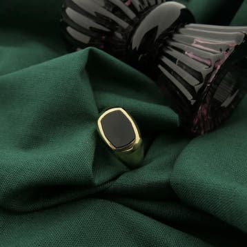 Gouden zegelring met onyx, Gebruikt, 20 of groter, Heer, Ophalen of Verzenden
