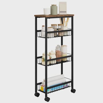 Zwarte Keukentrolley met Werkblad en 3 Manden - 40x87x20cm -, Verzenden, Nieuw
