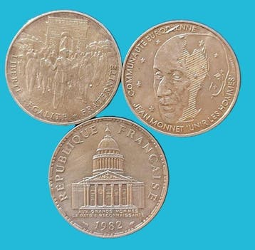 Frankrijk. 100 Francs 1982/1994 (lot de 3 monnaies en