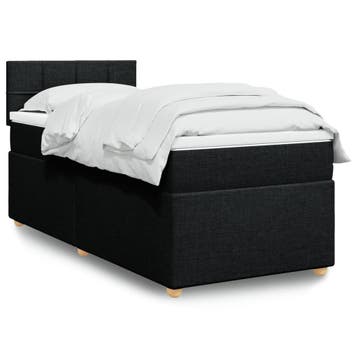 vidaXL Boxspring met matras stof zwart Single, Verzenden, Nieuw, Zwart, Stof
