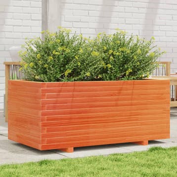 vidaXL Plantenbak 110x60x49,5 cm massief grenenhout wasbruin, Verzenden, Nieuw, Hout, 60 tot 100 cm