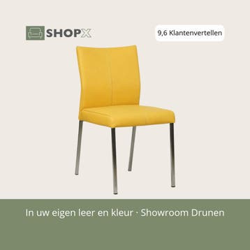 Leren eetkamerstoel Basic - Toledo Giallo (geel) - Poten, Huis en Inrichting, Overige kleuren, Nieuw, Leer, Ophalen of Verzenden