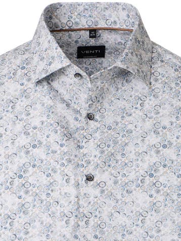 Venti Heren Overhemd Kent Boord Motief Modern Fit, Kleding | Heren, Verzenden, Nieuw, Grijs