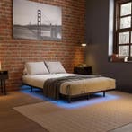 Metalen Bed Palamos - 140 x 200 cm - Incl. LED - Zwart, Verzenden, Nieuw
