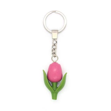 Houten mini-tulp sleutelhanger van 4,5 cm Roze, Ophalen of Verzenden, Nieuw