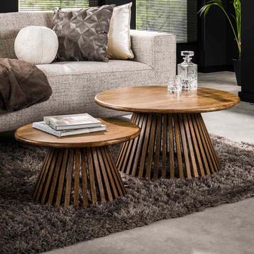 *WOONWINKEL* Ronde Salontafel Set Van 2 Mango, Huis en Inrichting, Tafels | Salontafels, Verzenden, Nieuw
