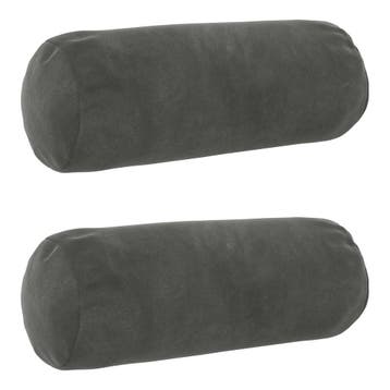 vidaXL Kussensloop 2 pcs HEERLEN Donkergrijs Ø 15 x 40 cm, Verzenden, Nieuw