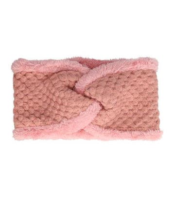 Haarband Twist 12cm – Teddy 10% Wol – Gebreide Stof – Roze, Nieuw