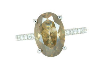 Ring - 14 karaat Witgoud, Natuurlijke chique bruinachtige, Nieuw