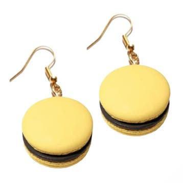Fako Bijoux - Oorbellen - Macaron Chocolade - 24x45mm - Geel, Verzenden, Nieuw