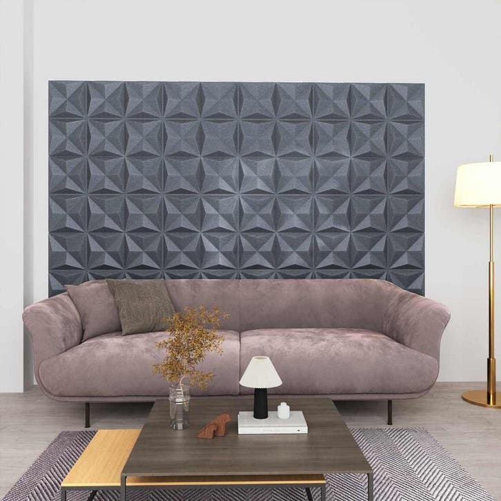 vidaXL Wandpanelen 24 st 50 x 50 cm Origami Grijs XPS Schuim, Doe-het-zelf en Verbouw, Platen en Panelen, Nieuw, Verzenden