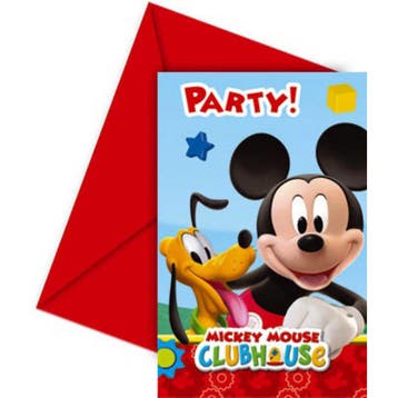 Mickey Mouse Uitnodigingen Versiering 6st, Ophalen of Verzenden, Nieuw