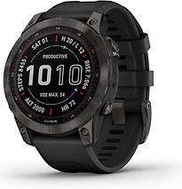 Garmin Fenix 7 47 mm zwart DLC titanium met zwarte polsband, Verzenden, Zo goed als nieuw