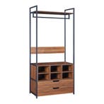 Kledingkast Larem met 6 vakken 180x84x40 cm zwart en walnoot, Huis en Inrichting, Kasten | Kledingkasten, Verzenden, Nieuw
