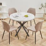 Set van 4 Moderne Eetkamerstoelen –Gewatteerde Zitting en Me, Verzenden, Nieuw