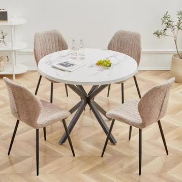Set van 4 Moderne Eetkamerstoelen –Gewatteerde Zitting en Me, Verzenden, Nieuw
