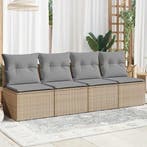 vidaXL Tuinbank 4-zits met kussens poly rattan beige, Verzenden, Nieuw, Rotan