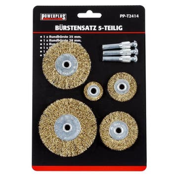 Set van 5 staalborstels: 25 / 38 / 50 / 63 en 75 mm op 6 mm, Ophalen of Verzenden, Nieuw