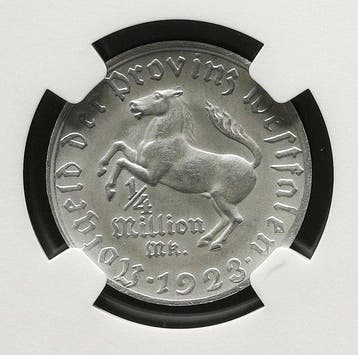 Duitsland, Westfalen 1/4 Millón Mark 1923 - NGC MS63, Postzegels en Munten