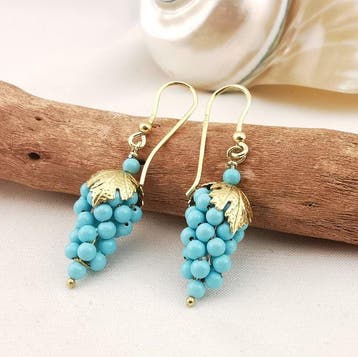 Turquoise - Argento 925 - Oorbellen - oorbellen met trosjes