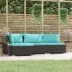 vidaXL 4-delige Loungeset met kussens poly rattan zwart, Verzenden, Nieuw, Loungeset