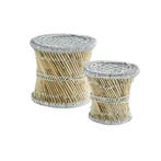 Madam Stoltz Set 2 Krukjes Pampas Met Zilverkleurige Zitting, Nieuw