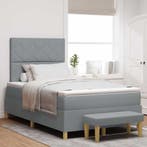 vidaXL Boxspring bed met kussen Lichtgrijs 200 x 120 cm Stof, Verzenden, Nieuw