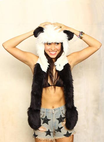 KIMU® Hood Panda Muts met Sjaal Wanten en Oortjes Faux Fur Z, Ophalen of Verzenden, Nieuw