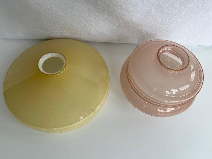 Plafondlamp (2) - Glas - Lampenkap, Antiek en Kunst, Curiosa en Brocante