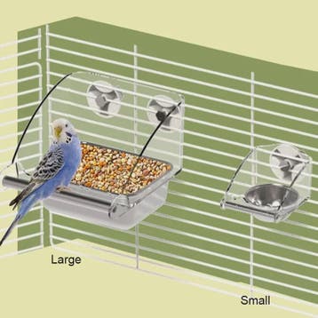 Grote RVS Vogelvoer & Waterbak met Anti-Spat Ontwerp - Eenvo