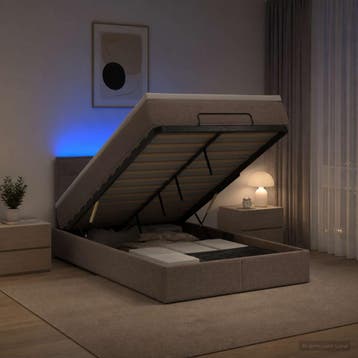 vidaXL Ottoman Bed met Matrassen en LED Taupe 120 x 190 cm, Verzenden, Nieuw, Twijfelaar