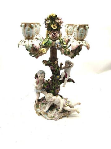Rara porcellana candelabro in stile Dresda Meissen fine, Antiek en Kunst, Antiek | Glas en Kristal