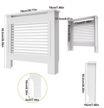 Witte Radiatorombouw MDF – Kast met Lamellen en Plank 92 cm, Verzenden, Nieuw