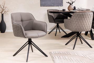 Draaibare Design Stoel EUPHORIA taupe Echt Lederen Zwart, Ophalen of Verzenden, Nieuw
