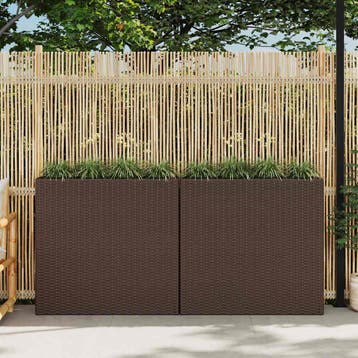 vidaXL Plantenbak verhoogd met 4 potten 2 st poly rattan, Tuin en Terras, Verzenden, Nieuw, Minder dan 60 cm, 60 cm of meer