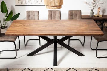 Massief houten eettafel GALAXIE 180 cm bruin sheeshamsteen, Huis en Inrichting, Tafels | Eettafels, Ophalen of Verzenden, Nieuw
