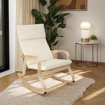 Schommelstoel Roca van berkenhout 150kg - beige, Verzenden, Nieuw