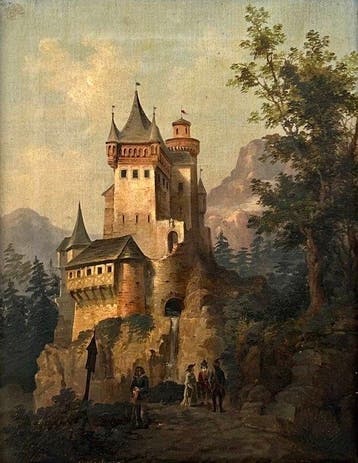 Scuola mitteleuropea (XIX) - Castello fortificato tra le