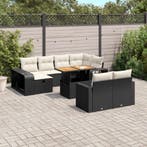 vidaXL 11-delige Loungeset met kussens poly rattan zwart, Verzenden, Nieuw, Rotan, Loungeset