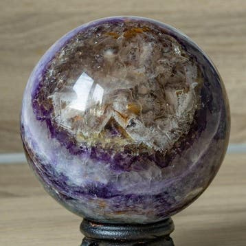 Fluoriet Fine polished Multicolor fluorite sphere - Hoogte: