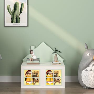 Speelgoedkist Vipsali 56x60x33 cm mintgroen en wit [en.casa], Verzenden, Nieuw
