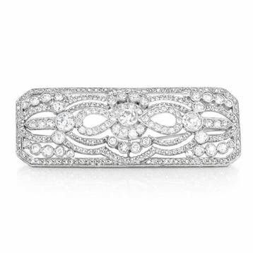 Broche - 18 karaat Witgoud - 5.85ct. tw. Diamant
