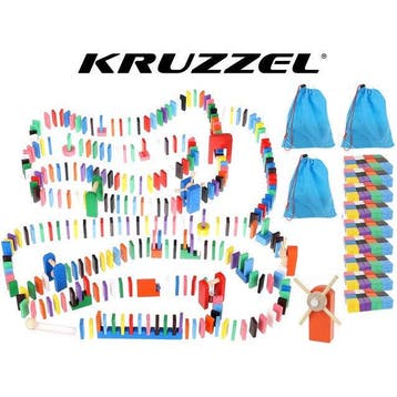 Kruzzel XXL Gekleurde Domino Set – 1131-Delig – 1080 Houten, Ophalen of Verzenden, Nieuw